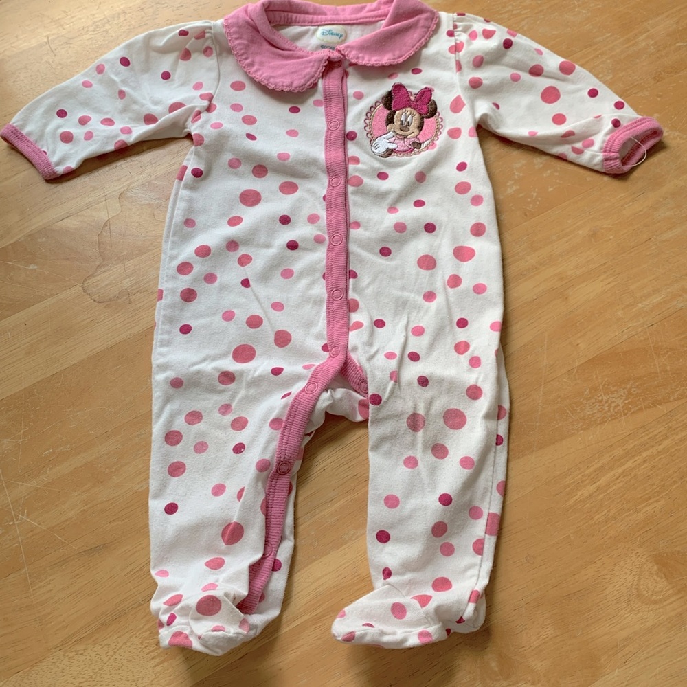 Minnie Mouse footed pajamas with snaps. 0-3 months